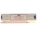 Satya Nag Champa Sweet Vanilla, Süße Vanille Räucherstäbchen, 12 Sticks, 22cm, Brenndauer 45min