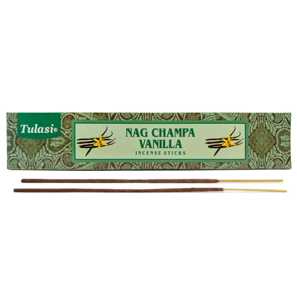 Räucherstäbchen Tulasi Nag Champa Vanilla 12 Sticks, 20cm, Brenndauer 40min