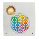 Räucherstäbchenhalter mit drei Motiven in den Chakra-Farben (8x8cm)