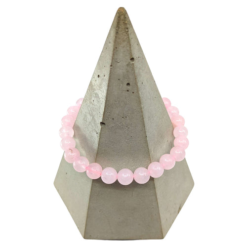 Rosenquarz-Perlen Farciert  Edelstein Armband (Ø 6 mm)