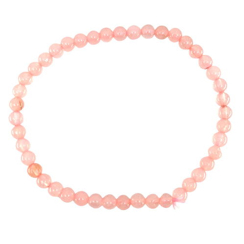 Rosenquarz-Perlen Edelstein Armband (Ø 4 mm)