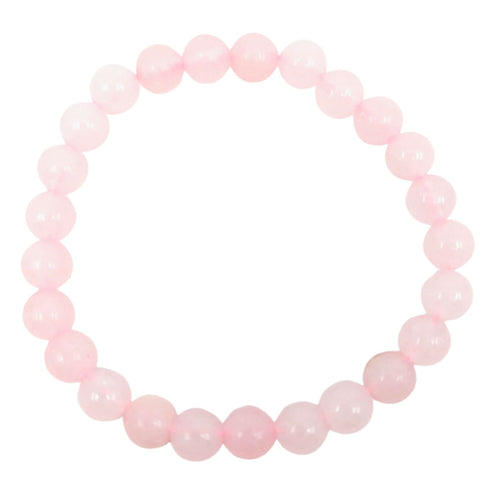 Rosenquarz-Perlen Farciert  Edelstein Armband (Ø 6 mm)
