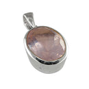 Rosenquarz Anhänger Facettiert 925 Silber Fassung