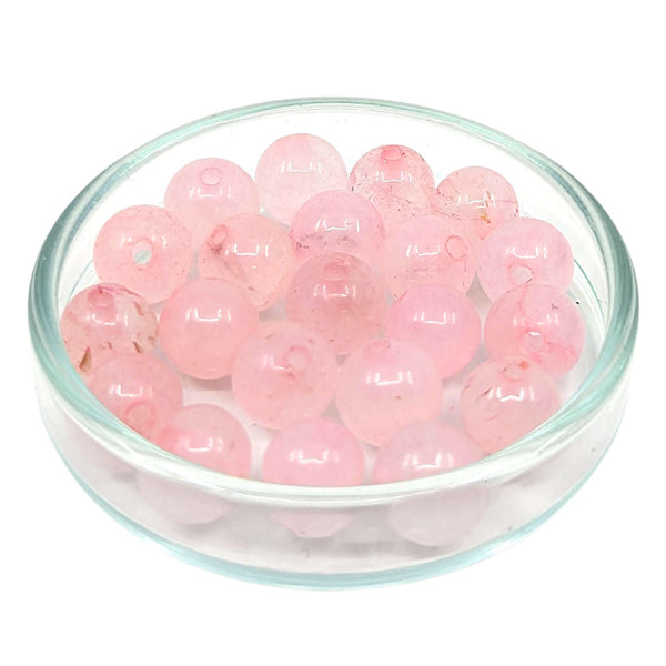 Rosenquarz Edelstein-Perlen mit Bohrung, 10 Stück (Ø 6mm)