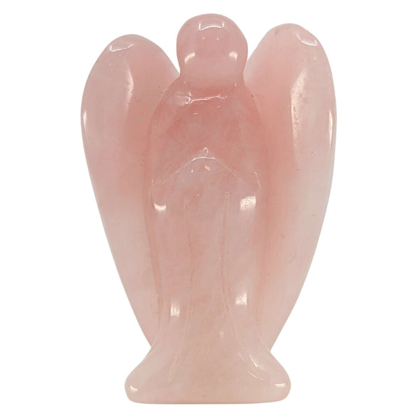 Estatuilla de ángel de la guarda con piedras preciosas de cuarzo rosa (5x3cm)