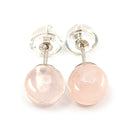 Rosenquarz Ohrstecker, Sterlingsilber 925 (Ø 6mm)