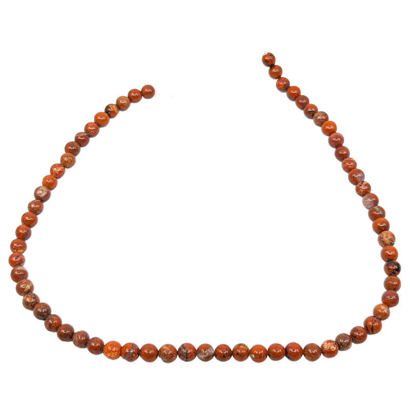 Roter Jaspis Edelstein-Perlen mit Bohrung, 10 Stück (Ø 6mm)