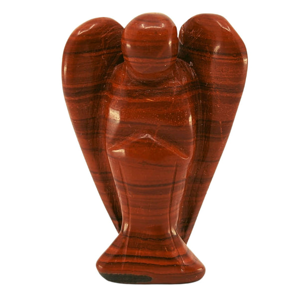Estatuilla del ángel de la guarda con piedras preciosas de jaspe rojo (5x3cm)