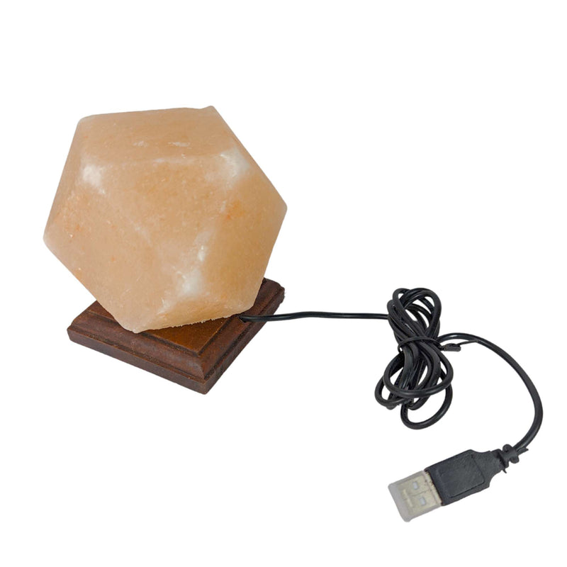 Steinlampe aus Salzkristall Diamant mit USB-Anschluss & wechselnde Farben