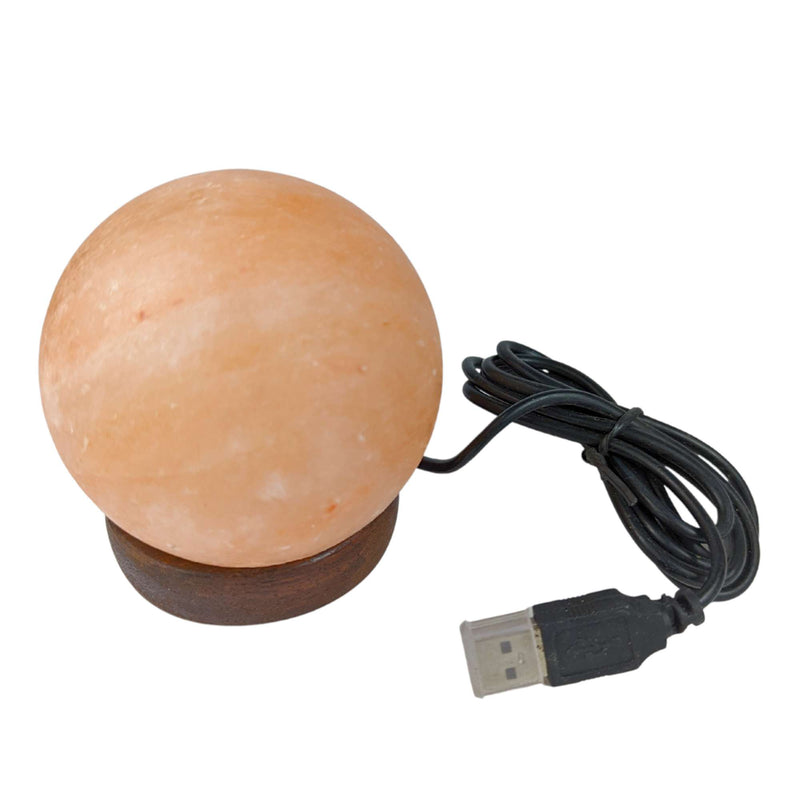 Steinlampe aus Salzkristall Kugel-Form mit USB-Anschluss & wechselnde Farben