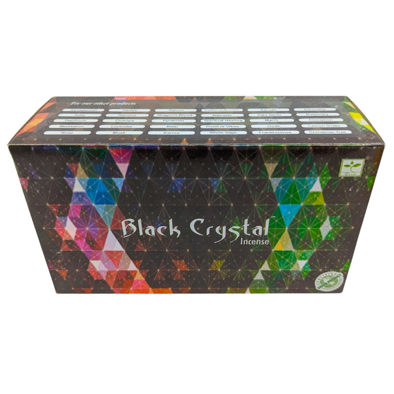 Satya Black Crystal, Schwarzer Kristall Räucherstäbchen, 12 Sticks, 20cm, Brenndauer 45min