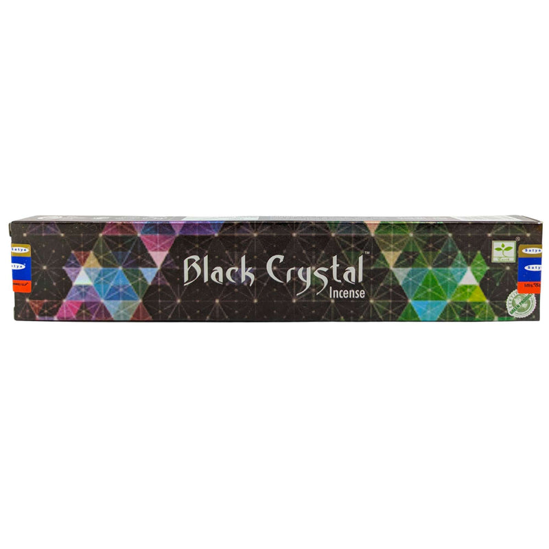 Bastoncini d'incenso Satya Black Crystal, cristallo nero 12 bastoncini, 20cm, tempo di combustione 45min