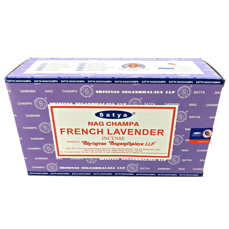 Satya Nag Champa French Lavender, Lavendel Räucherstäbchen, 12 Sticks, 20cm, Brenndauer 45min