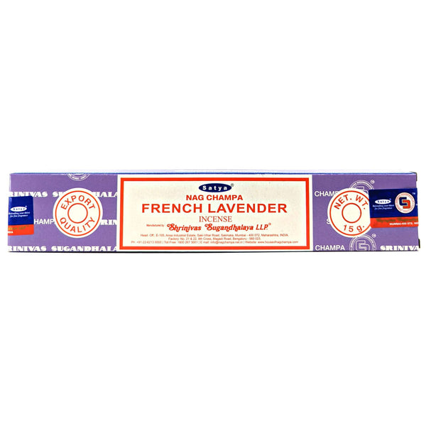 Satya Nag Champa French Lavender, Lavendel Räucherstäbchen, 12 Sticks, 20cm, Brenndauer 45min