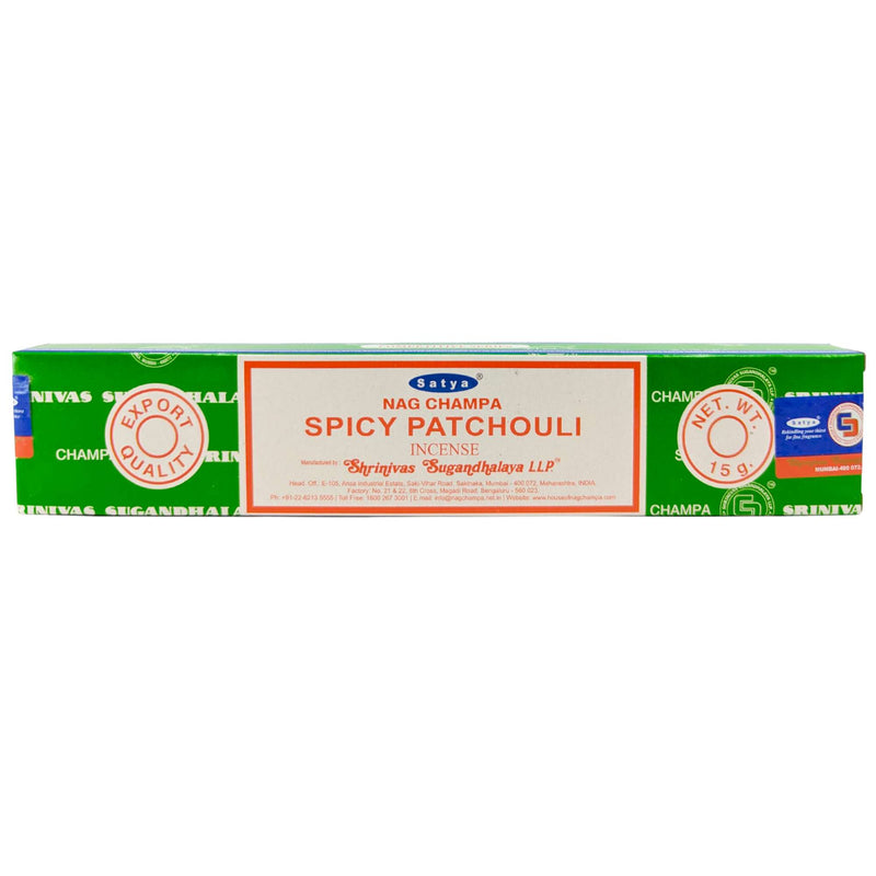 Satya Nag Champa Spicy Patchouli Räucherstäbchen, 12 Sticks, 20cm, Brenndauer 45min