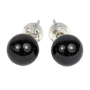 Schwarzer Turmalin (Schörl) Ohrstecker mit 925 Silber (8mm)