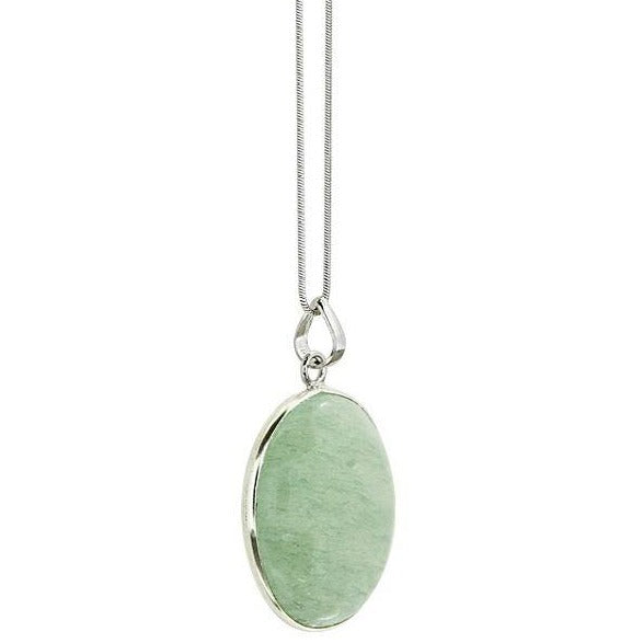 Jade Anhänger für Halskette in Silberfassung, Grün