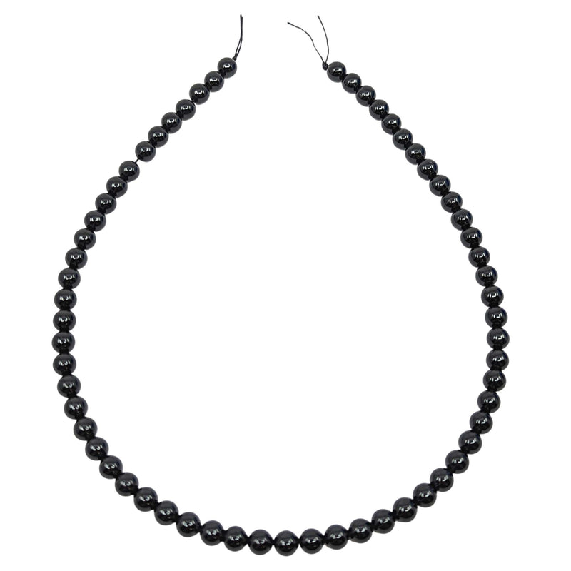 Turmalin (Schörl) Edelstein-Perlen mit Bohrung, 10 Stück (Ø 6mm)