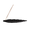 Räucherstäbchenhalter aus Speckstein in Blatt-Form, Schwarz (26cm)