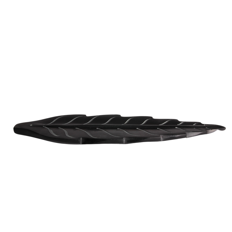 Räucherstäbchenhalter aus Speckstein in Blatt-Form, Schwarz (26cm)