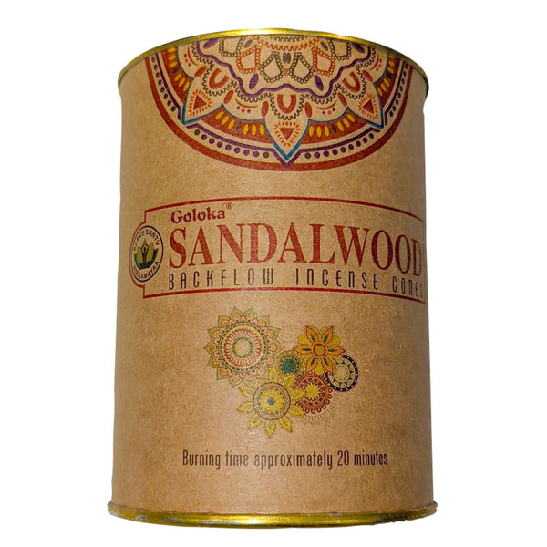 Backflow incense cones Goloka Sandalwood, sandalwood 24 cones, burning time 20min