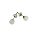 Weiße Mondstein Ohrstecker, Silber 925 (6 mm)