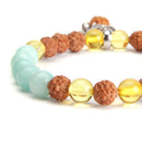 aqasha® Armband Amazonit & Bernstein - Mala Gebetsarmband - Kugeln (0,8 cm)