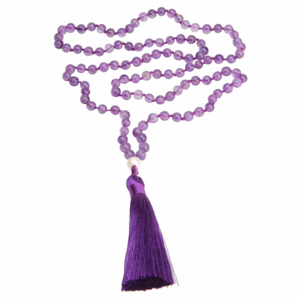 aqasha® Halskette Amethyst - Halskette - Mala Gebetskette (52x0,5 cm)