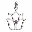 aqasha® Anhänger Amethyst, Sterlingsilber 925 - Halskette - Lotus (3x3 cm)