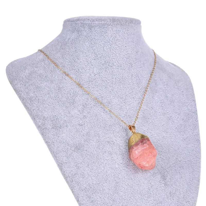 aqasha® Angel Aura rosa - Halskette - geschliffen (3,5x3,5cm)