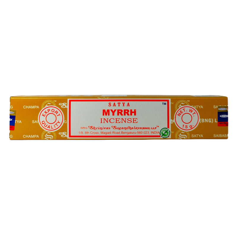 Satya Myrrh, Myrrhe Räucherstäbchen, 12 Sticks, 20cm, Brenndauer 45min