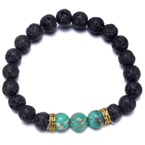 Isabell Giese Armband Aura Armband Vulkanstein & Achat-Perlen 