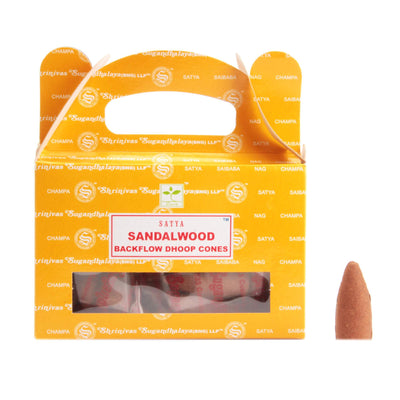Satya Räucherkegel Backflow Räucherkegel Satya, Sandelholz, 24 Kegel, 3 cm, Brennzeit: ca. 20 min