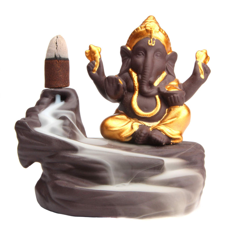 aqasha® Räucherzubehör Backflow-Räucherkegelhalter Ganesha