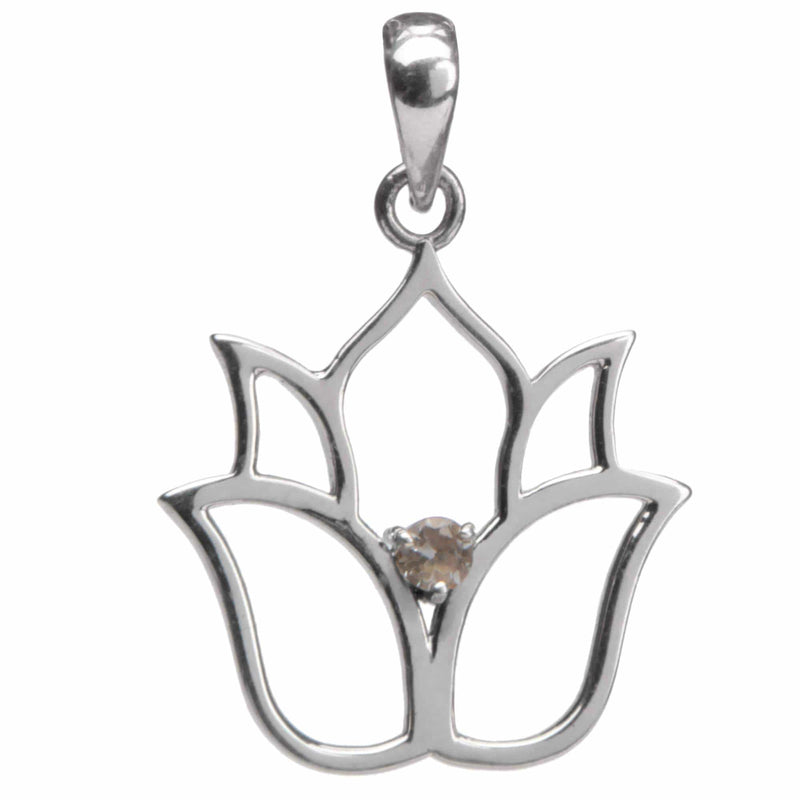 aqasha® Anhänger Bergkristall, Sterlingsilber 925 - Halskette - Lotus (3x3 cm)