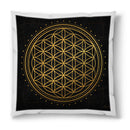 Linda Giese Kunstdruck Kissen / 40x40cm Blume des Lebens schwarzer Hintergrund - Kunstdruck