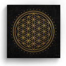 Linda Giese Kunstdruck Leinwand / 20x20 cm Blume des Lebens schwarzer Hintergrund - Kunstdruck