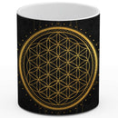 Linda Giese Kunstdruck Tasse / 325 ml Blume des Lebens schwarzer Hintergrund - Kunstdruck