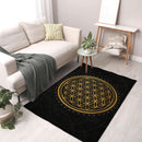 Linda Giese Kunstdruck Teppich / 140x90 cm Blume des Lebens schwarzer Hintergrund - Kunstdruck