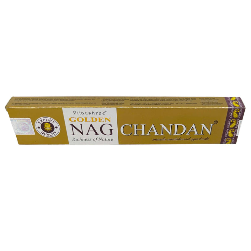 Räucherstäbchen Vijayshree Golden Nag Chandan Masala Sandalwood Agarbathi, Sandelholz 15g, 21cm, Brenndauer 40min