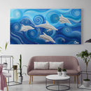 Sonja Ariel von Staden Kunstdruck Delfinbild: Delfin-Familie im Wellentanz - Kunstdruck