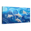 Sonja Ariel von Staden Kunstdruck Leinwand / 60x30 cm Delfinbild: Delfin-Familie im Wellentanz - Kunstdruck