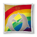 Sonja Ariel von Staden Kunstdruck Kissen / 40x40 cm Delfinbild: Delfin Regenbogen Energie - Kunstdruck