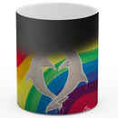 Sonja Ariel von Staden Kunstdruck Tasse / 325 ml (Thermoeffekt) Delfinbild: Delfin Regenbogen Energie - Kunstdruck