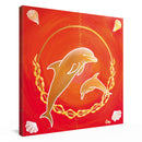 Sonja Ariel von Staden Kunstdruck Leinwand / 20x20 cm Delfinbild: Delfine der Lebensfreude - Kunstdruck