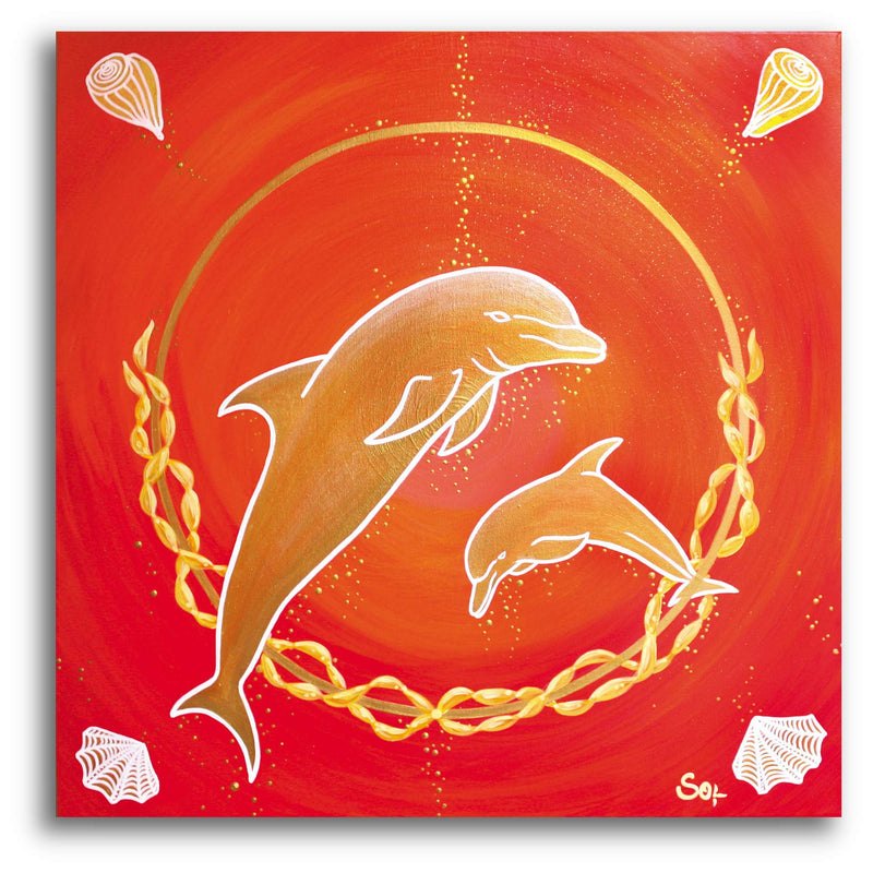 Sonja Ariel von Staden Kunstdruck Poster / 50x50 cm Delfinbild: Delfine der Lebensfreude - Kunstdruck