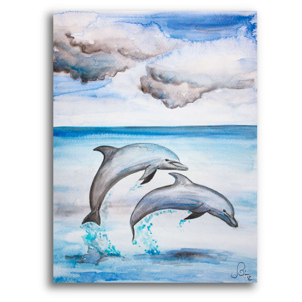 Sonja Ariel von Staden Kunstdruck Leinwand / 40x30 cm Delfinbild: Delfinfreunde  - Kunstdruck