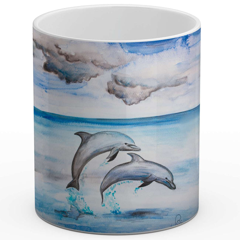 Sonja Ariel von Staden Kunstdruck Tasse / 325 ml Delfinbild: Delfinfreunde  - Kunstdruck