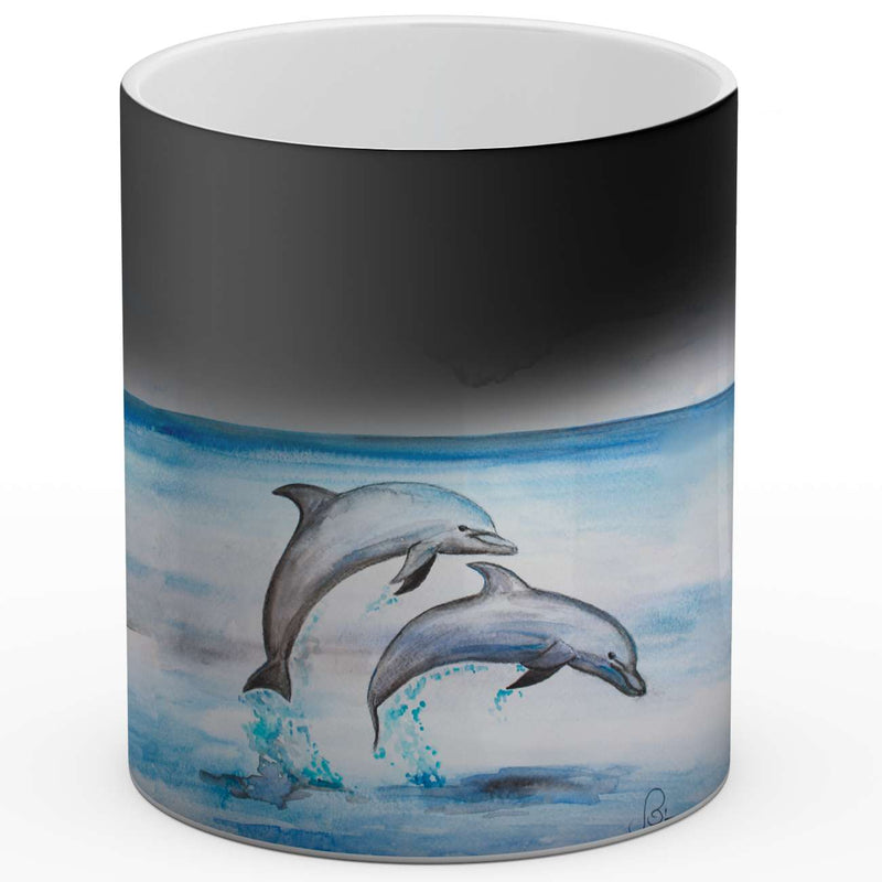 Sonja Ariel von Staden Kunstdruck Tasse / 325 ml (Thermoeffekt) Delfinbild: Delfinfreunde  - Kunstdruck