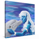 Sonja Ariel von Staden Kunstdruck Leinwand / 20x20 cm Delfinbild: Kuss der Meerjungfrau - Kunstdruck